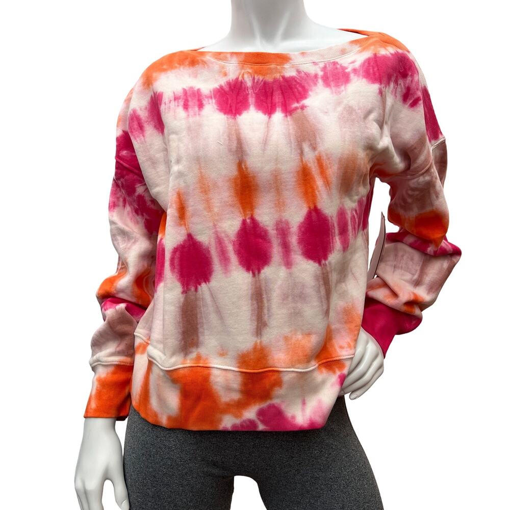 Goodthreads Women's Crop Boat Neck Tie-dye Sweater Size L